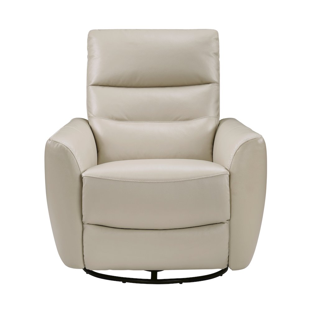 Cassian Leather Swivel Glider Reclining Chair in Taupe. Picture 4
