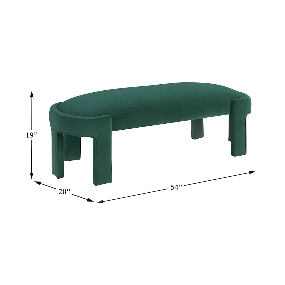 Flux Velvet Bench in Green. Picture 4