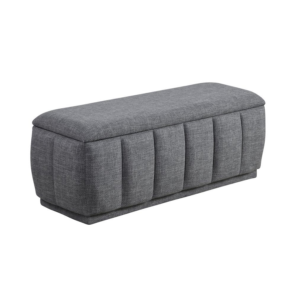 Maize Textured Lift Top Storage Bench in Gray. Picture 1
