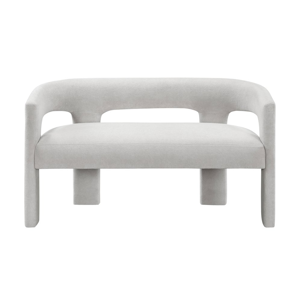 Marais Boucle Dining Bench in Light Gray. Picture 4