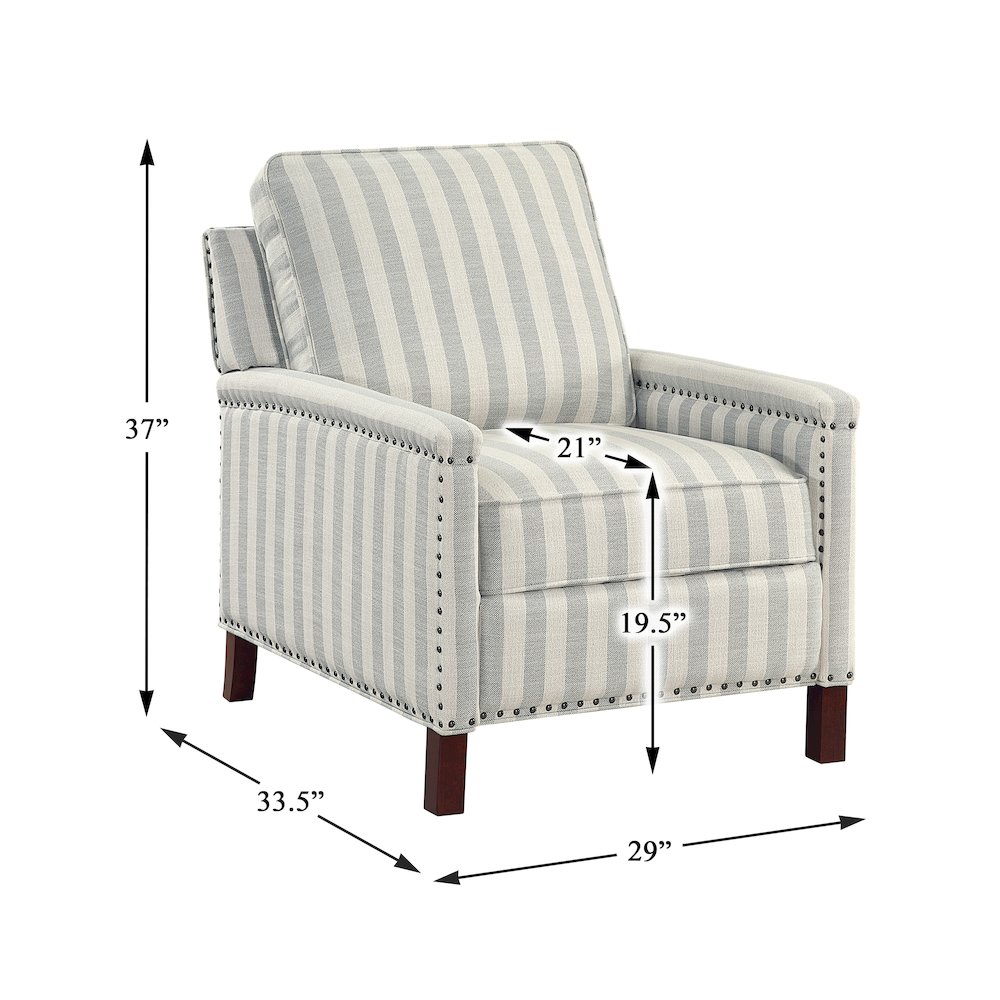 Landrum Textured PB Reclining Chair in Beige with Grayish Blue Stripe. Picture 5