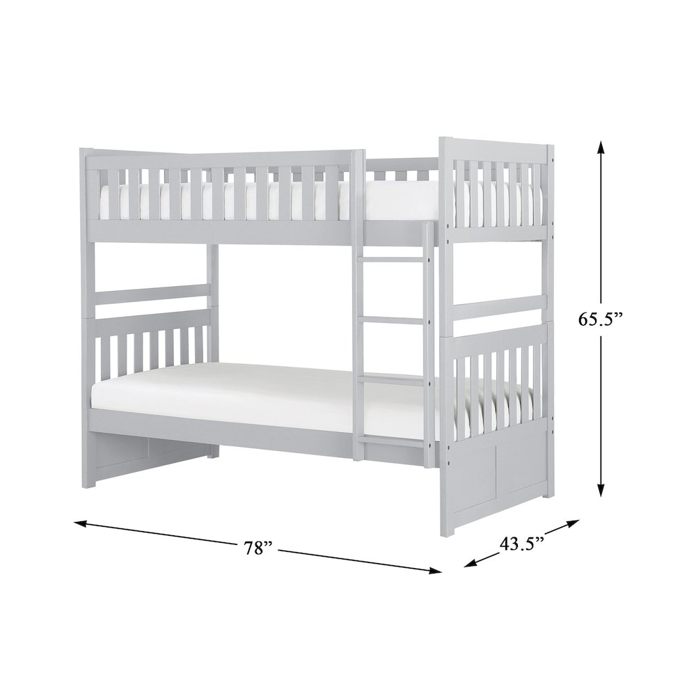 Orion Pine Twin Over Twin Bunk Bed in Gray. Picture 4