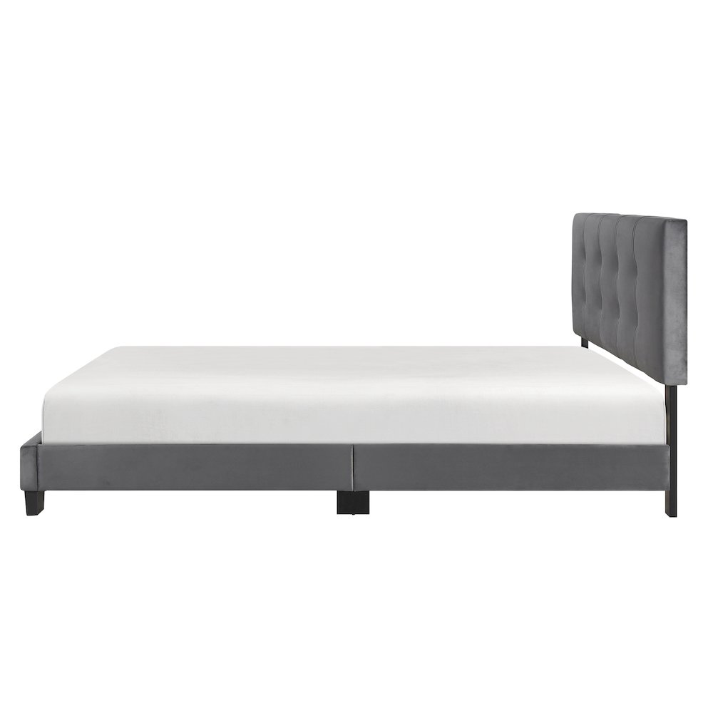 Newberry Velvet Queen Platform Bed, Dark gray color in Dark gray. Picture 5