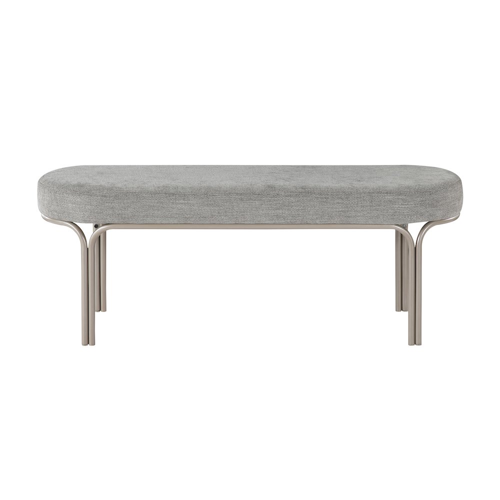 Waldon Chenille Bench in Gray. Picture 3