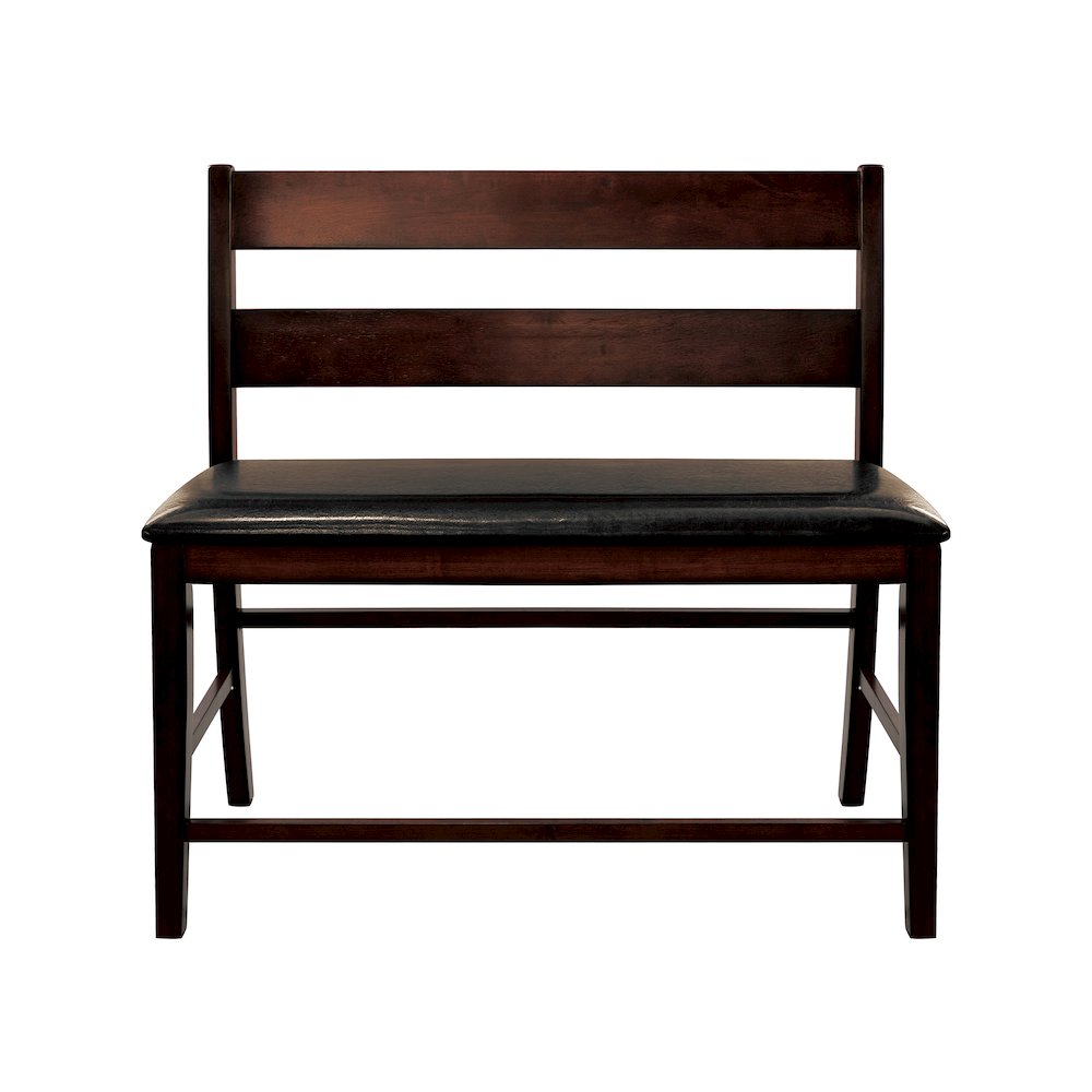 Mantello Wood Counter Height Dining Bench with Back  in Dark brown. Picture 3