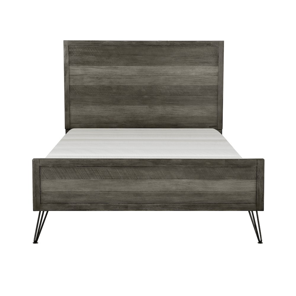 Urbanite Asian Hardwood California King Bed in 3 Tone Gray. Picture 4