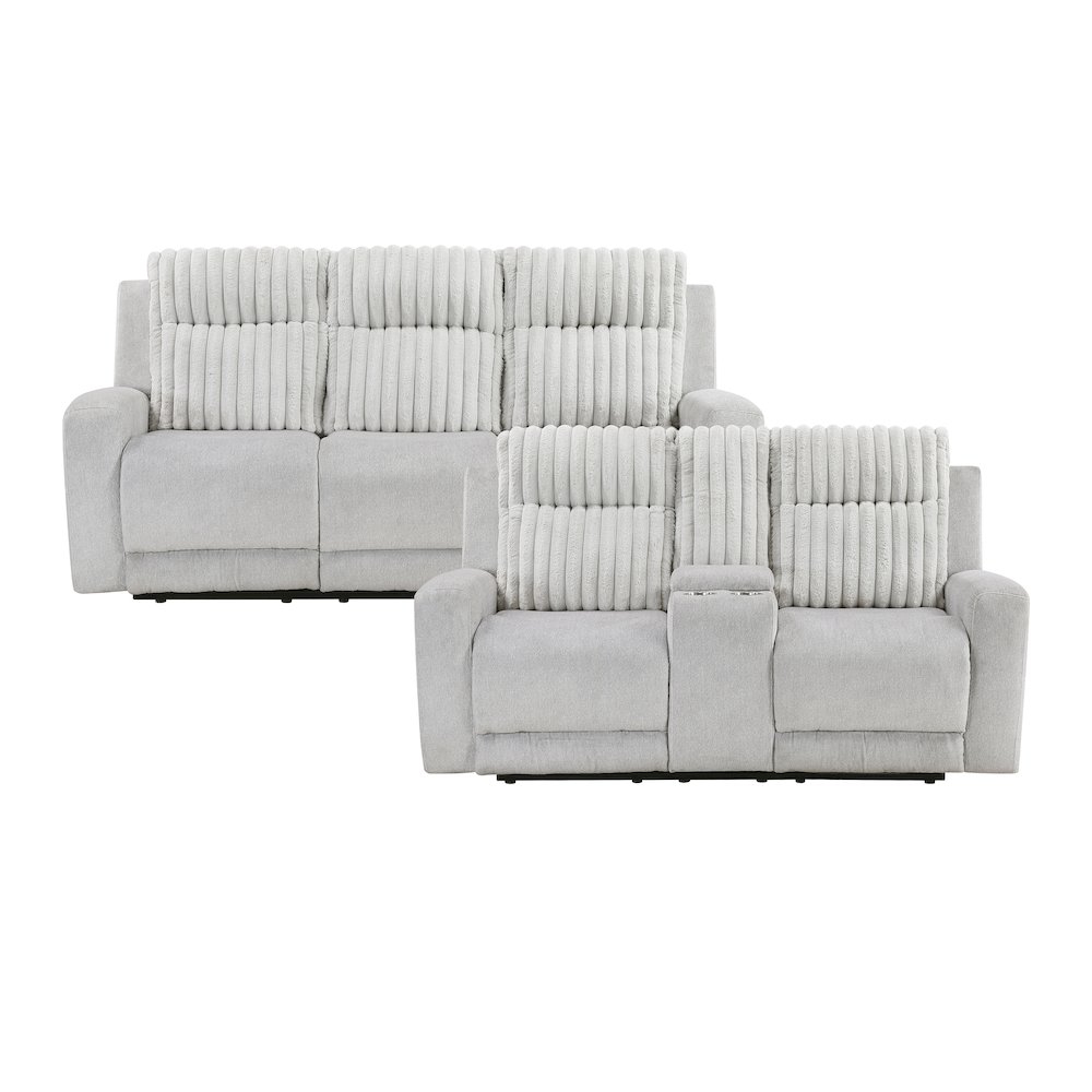 Benton Corduroy 2pc Set: Sofa, Love in Light Gray. Picture 3