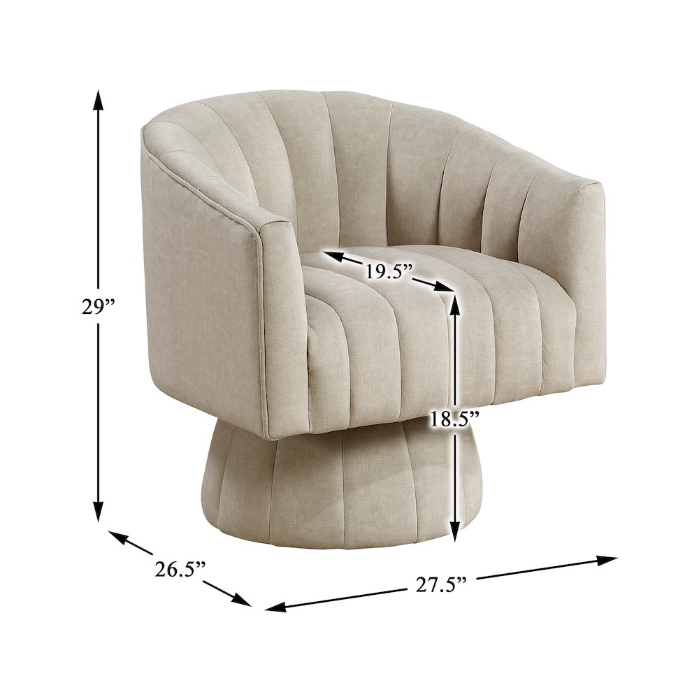 Lonita Velvet Swivel Chair in Taupe. Picture 5