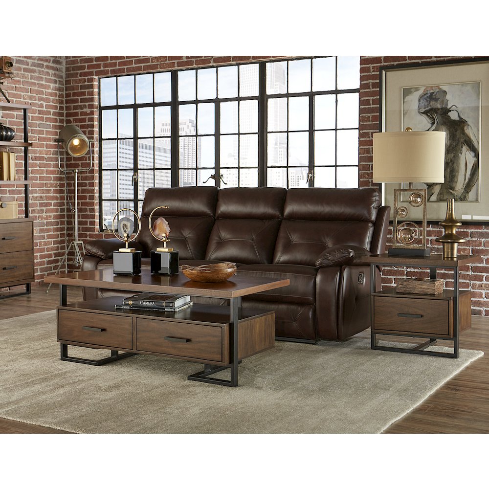 Sedley Asian Hardwood Cocktail Table w/ Two Functional Drawers in Walnut. Picture 2