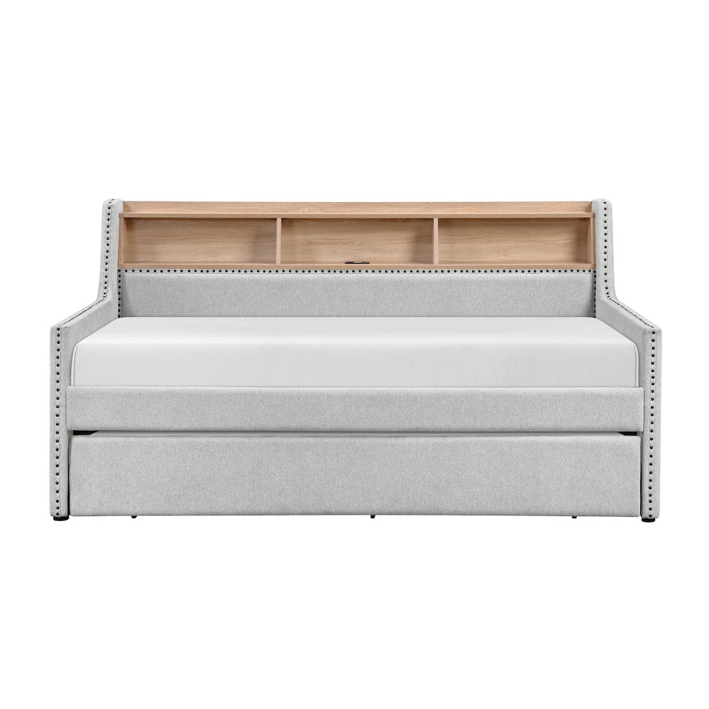 Baxter Textured Daybed with Trundle in Light Gray. Picture 7
