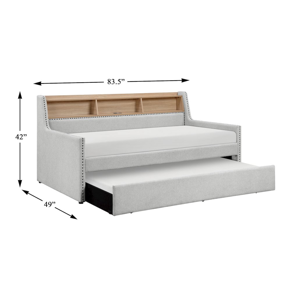 Baxter Textured Daybed with Trundle in Light Gray. Picture 9
