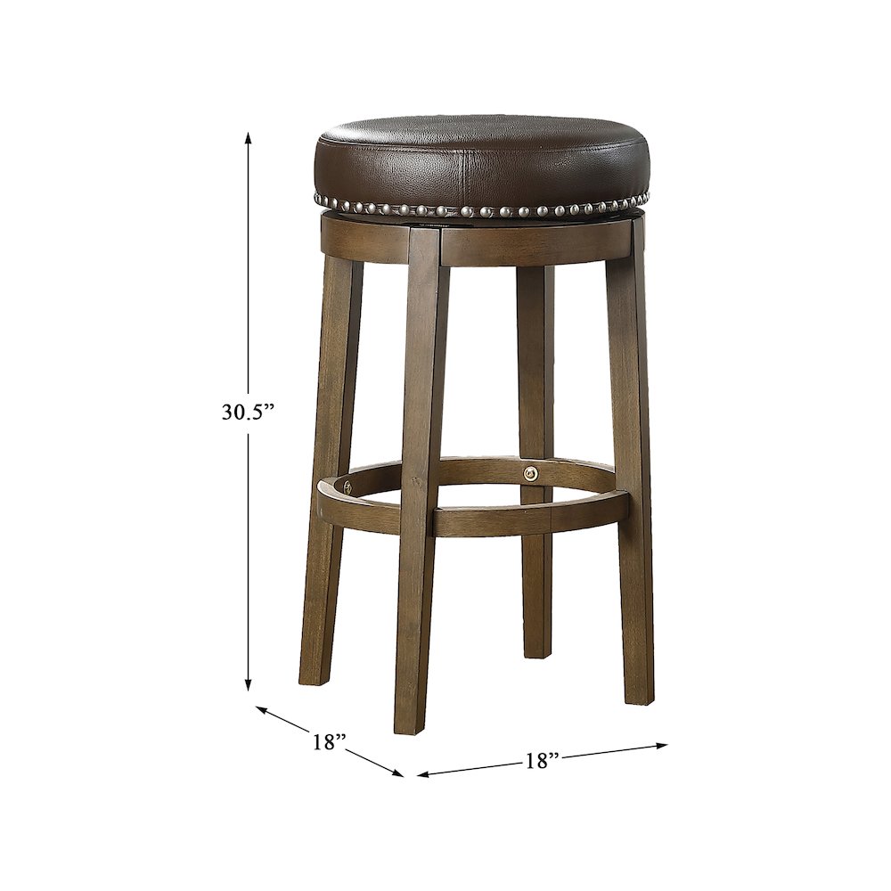 Westby Solid Wood 29" Round Swivel Stool, Set of 2 in Brown. Picture 4