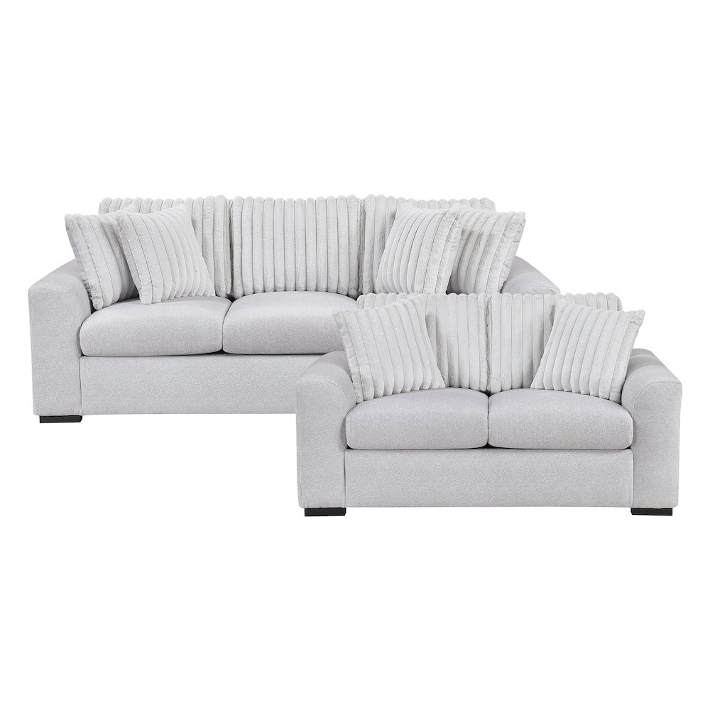 Athena Textured 2pc Set: Sofa, Loveseat in Gray. Picture 3