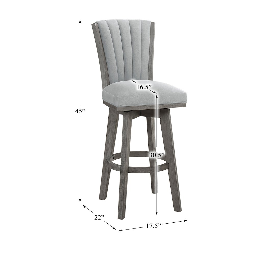 Corvallis Velvet Pub Height Swivel Stool, set of 2 in Gray. Picture 4