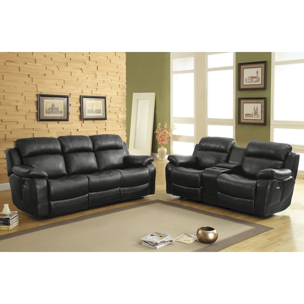 Marille Textured Double Glider Reclining Love Seat with Center Console in Black. Picture 3