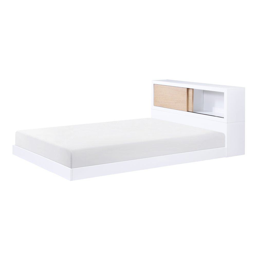 Asker Asian Hardwood Full Bookcase Bed in 2-Tone (White and Natural). Picture 3