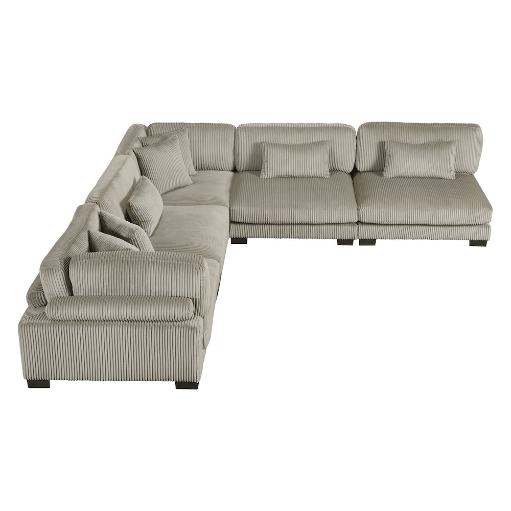 Traverse Corduroy 5-Piece Modular Sectional in Taupe. Picture 7