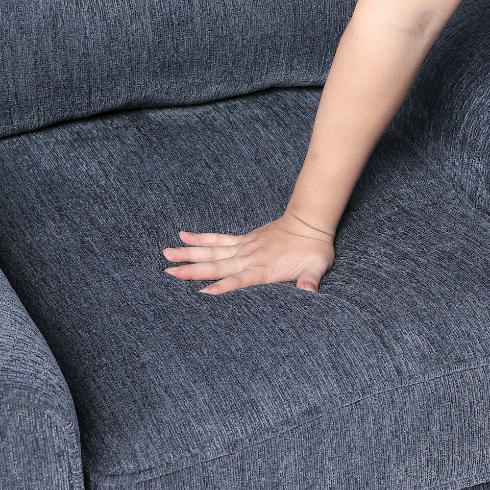 Bennett Chenille 3pc Set: Sofa, Love, Chair in Blue. Picture 6