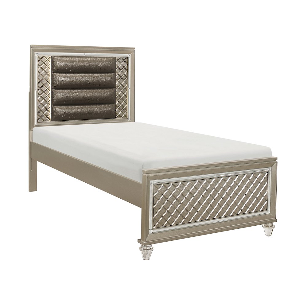Loudon Asian Hardwood Twin Platform Bed in Champagne Metallic. Picture 1