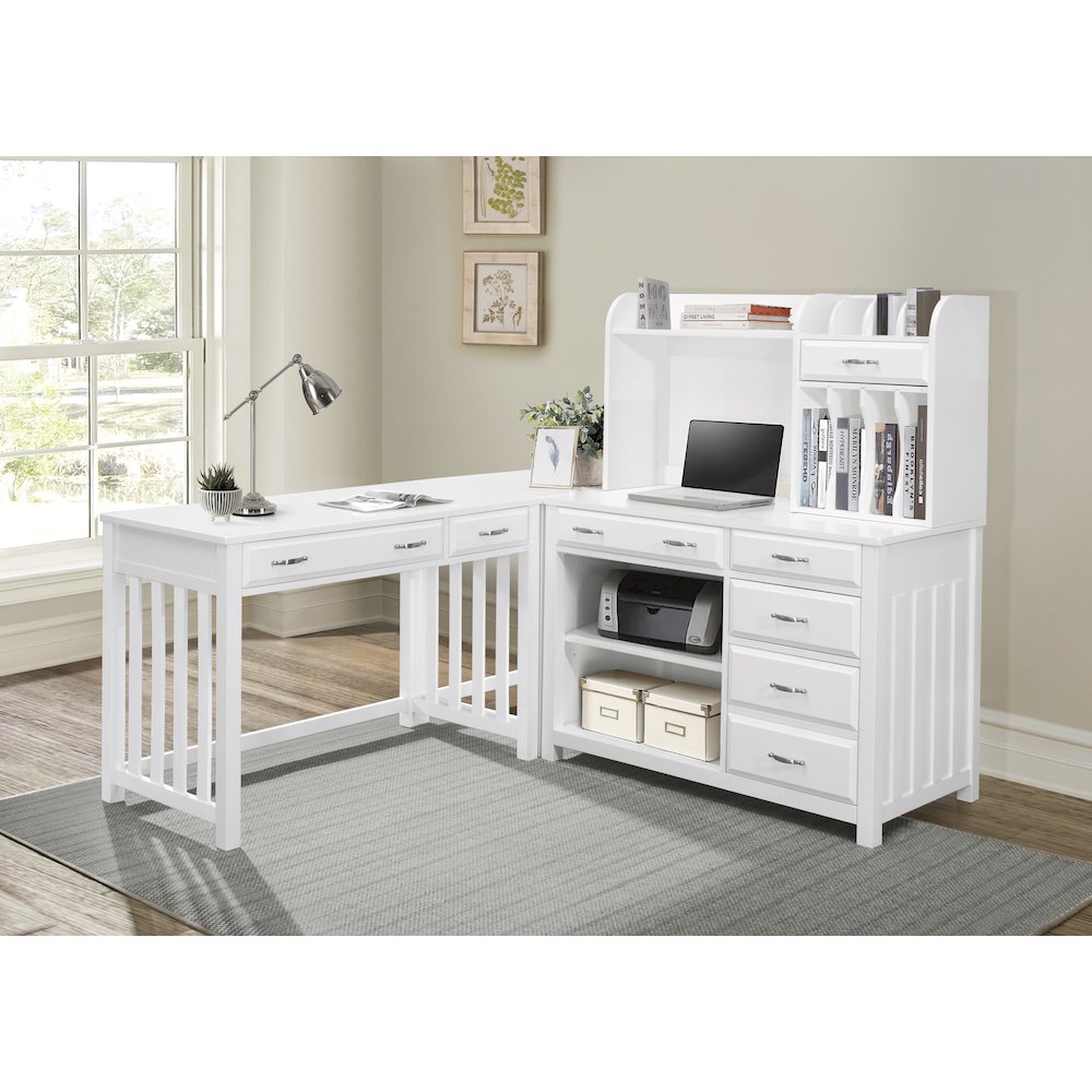 Blanche Asian Hardwood Desk in White. Picture 2