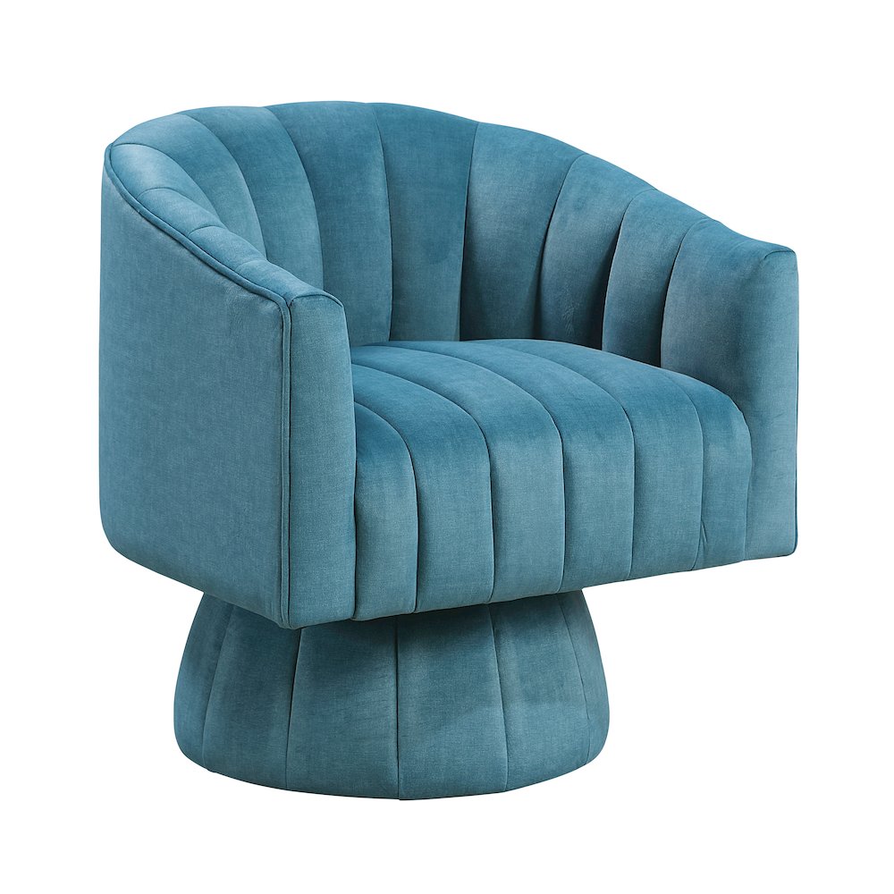 Lonita Velvet Swivel Chair in Dark Teal. Picture 1