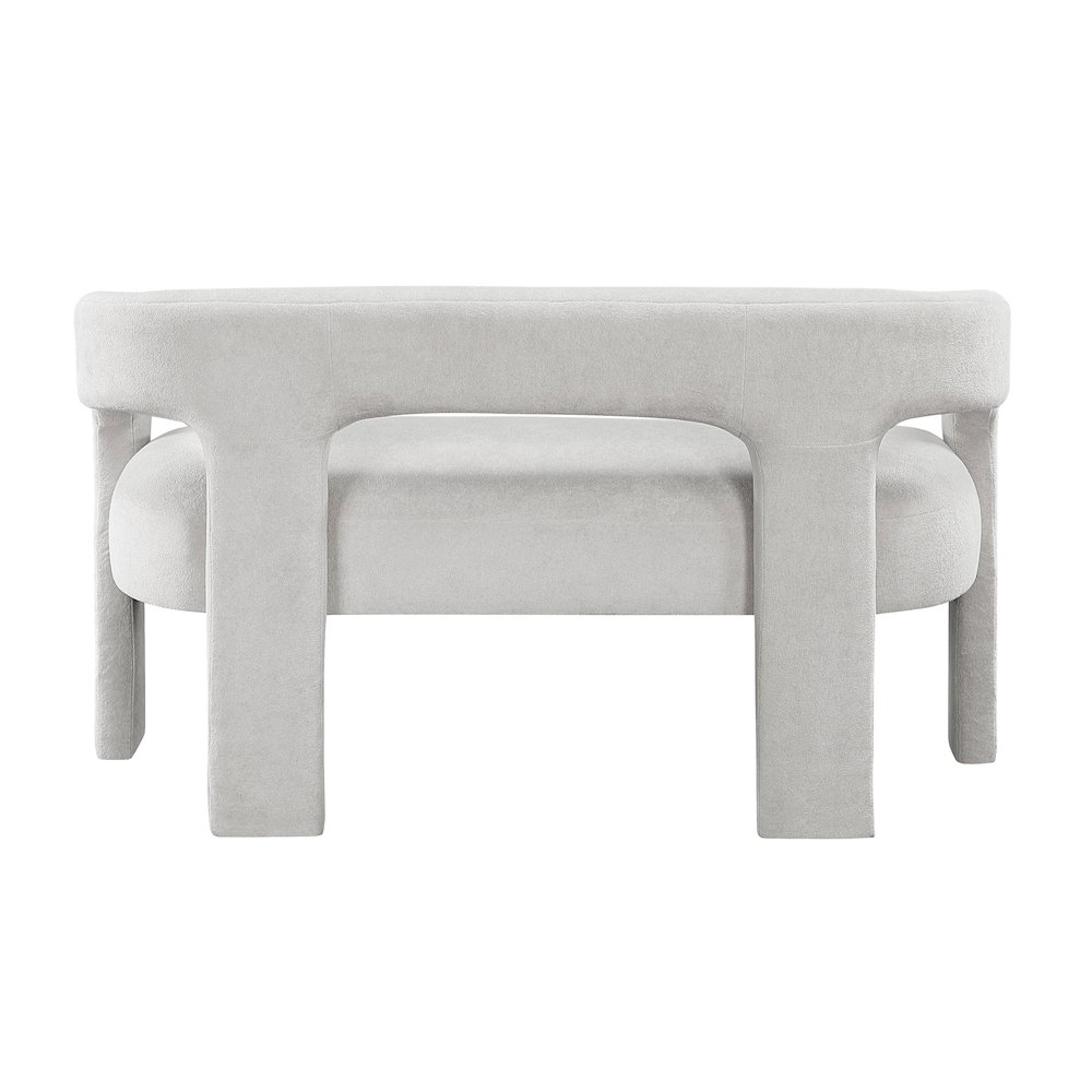 Marais Boucle Dining Bench in Light Gray. Picture 3