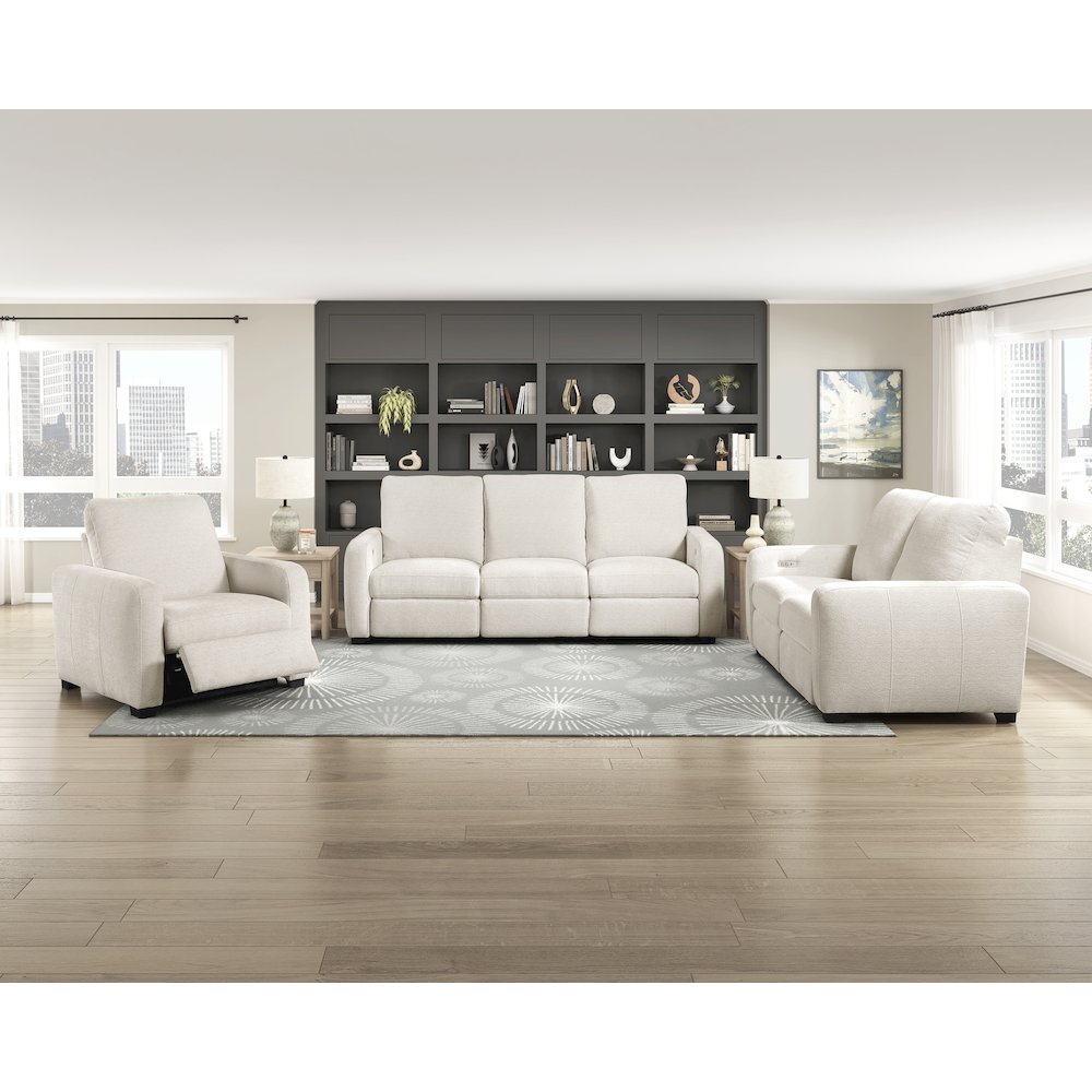Vera Chenille 3pc Set: Sofa, Love, Chair in Beige. Picture 2