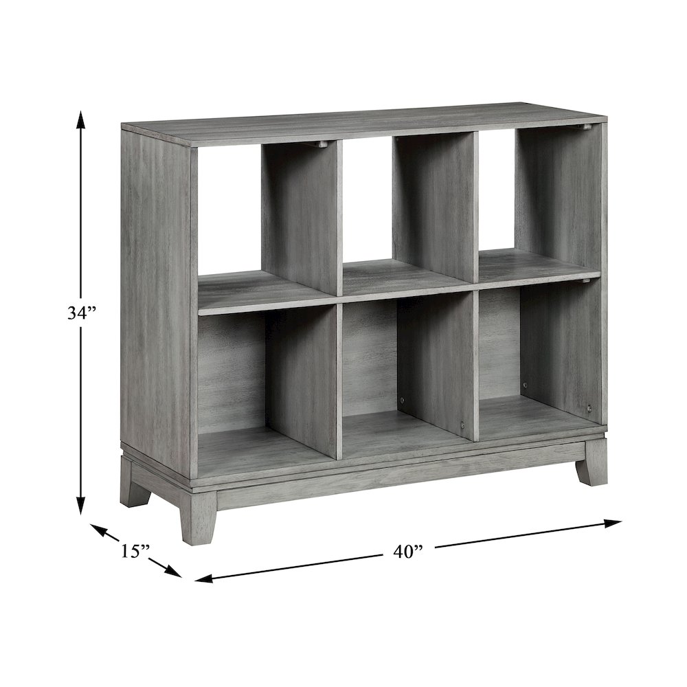 Garretson Acacia Bookcase in Gray. Picture 4