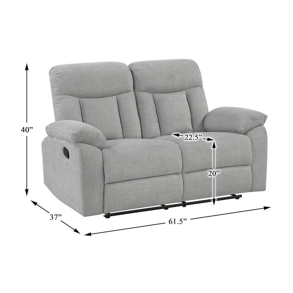 Jules Chenille Double Reclining Love Seat in Gray. Picture 5