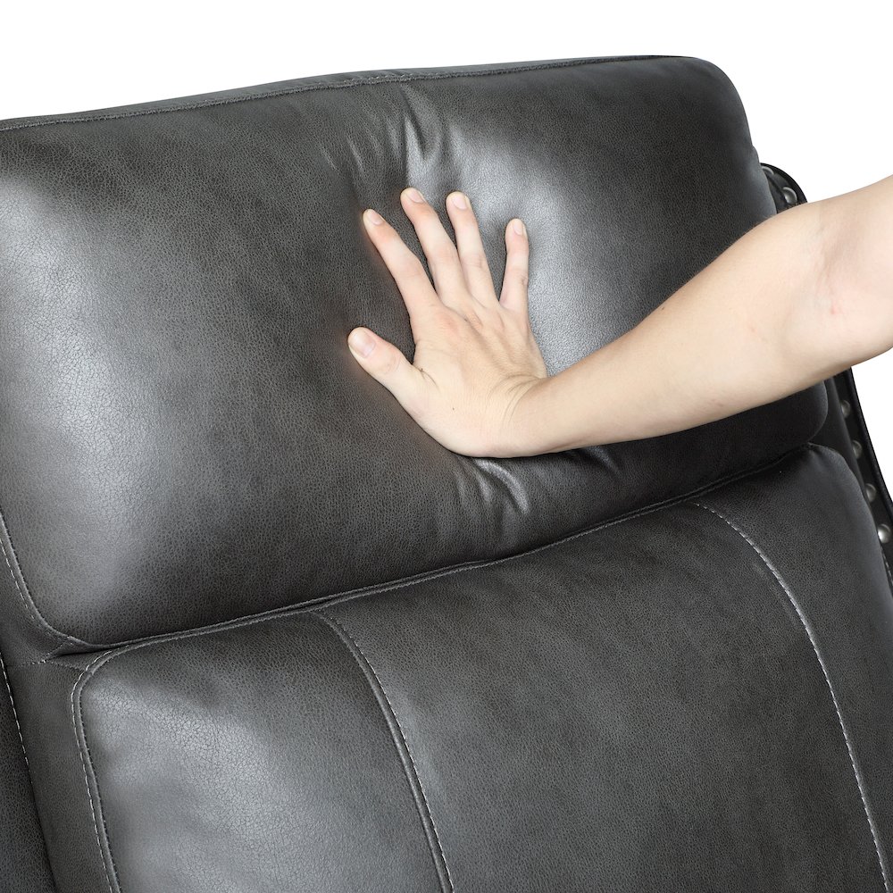 Kellen Microfiber Power Reclining Chair in Smoky Gray. Picture 10