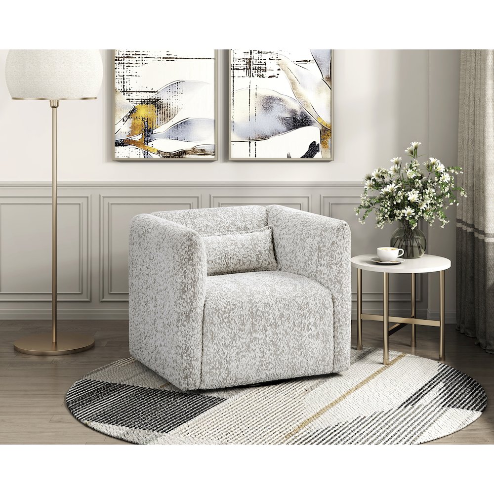 Vienna Jacquard Swivel Chair in Beige. Picture 2