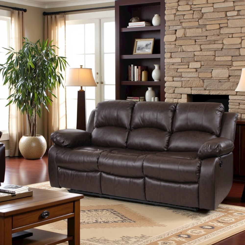 Brown Leather Recliner Sofa, Elegant Sofa Recliner for Living Rooms. Picture 3