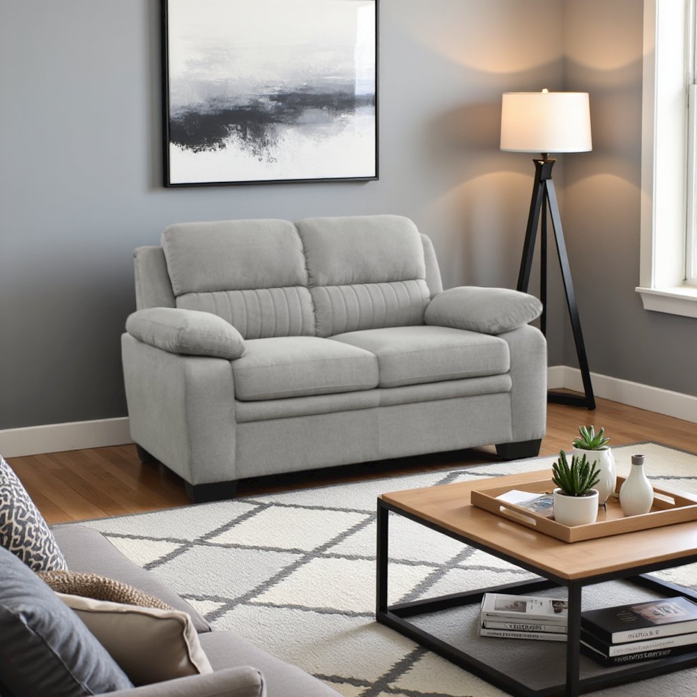 Gray Small Love Seat Couch with Textured Fabric for Living Room. Picture 2
