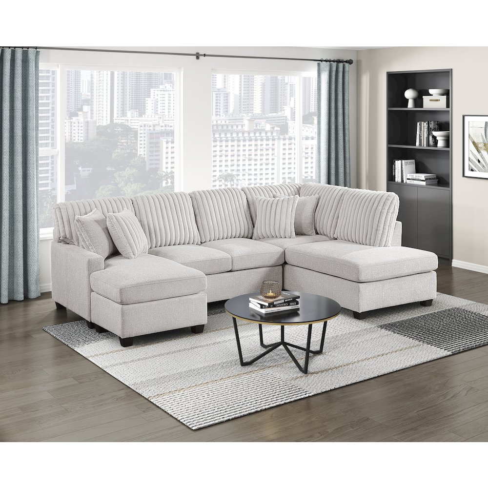 Lawson Cheniille, Corduroy 2-Piece Sectional with Left Chaise in Taupe. Picture 2