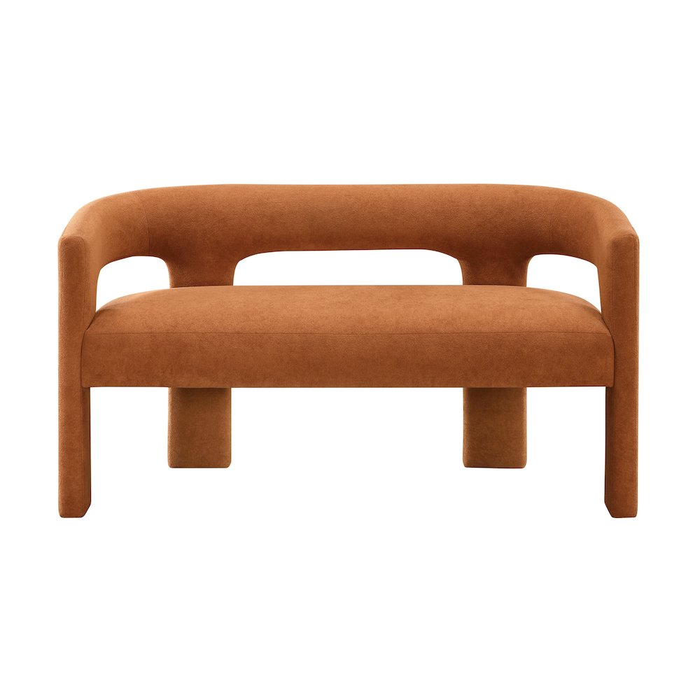 Marais Boucle Dining Bench in Orange. Picture 4