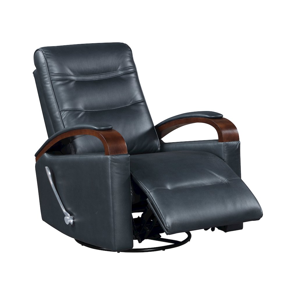 Margot Faux Leather Swivel Glider Reclining Chair in Dark Blue. Picture 7