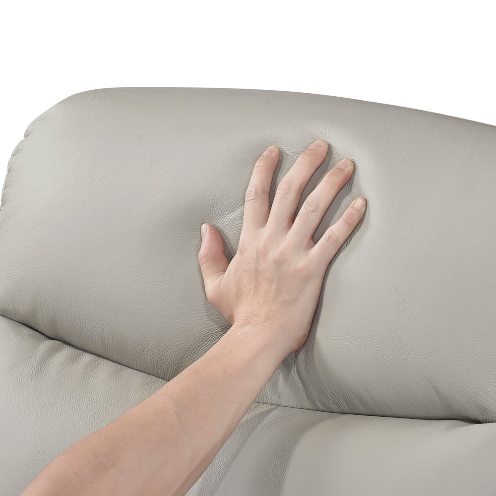 Leif Leather Power Reclining Chair in Light Gray. Picture 8