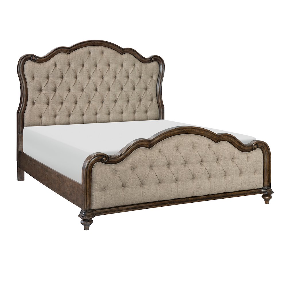 Heath Court Asian Hardwood Queen Bed in Brown Oak. Picture 1