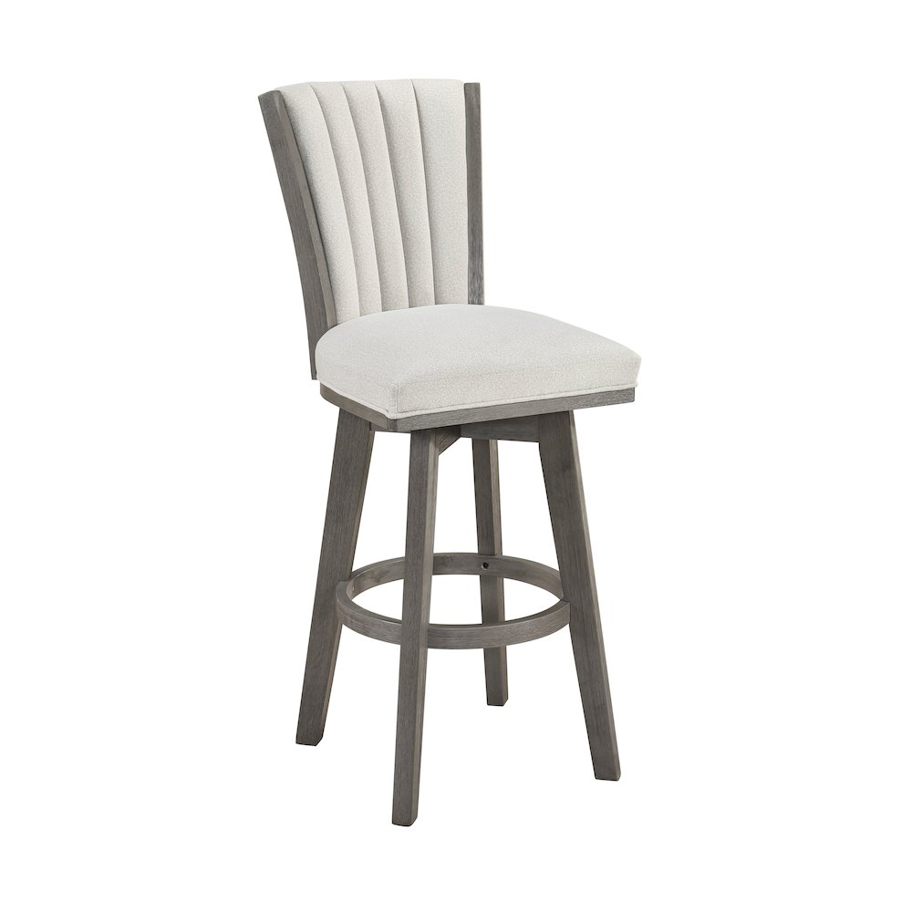 Corvallis Velvet Pub Height Swivel Stool, Set of 2 in Beige. Picture 1