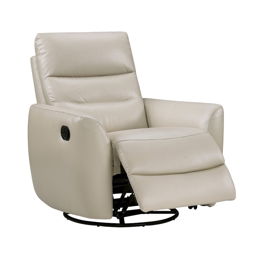 Cassian Leather Swivel Glider Reclining Chair in Taupe. Picture 7