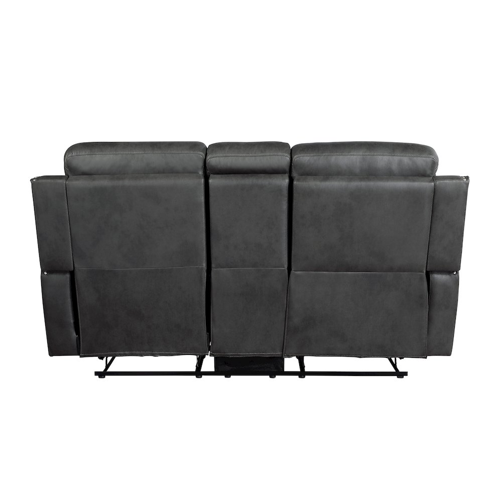 Kellen Microfiber Double Reclining Love Seat in Smoky Gray. Picture 3