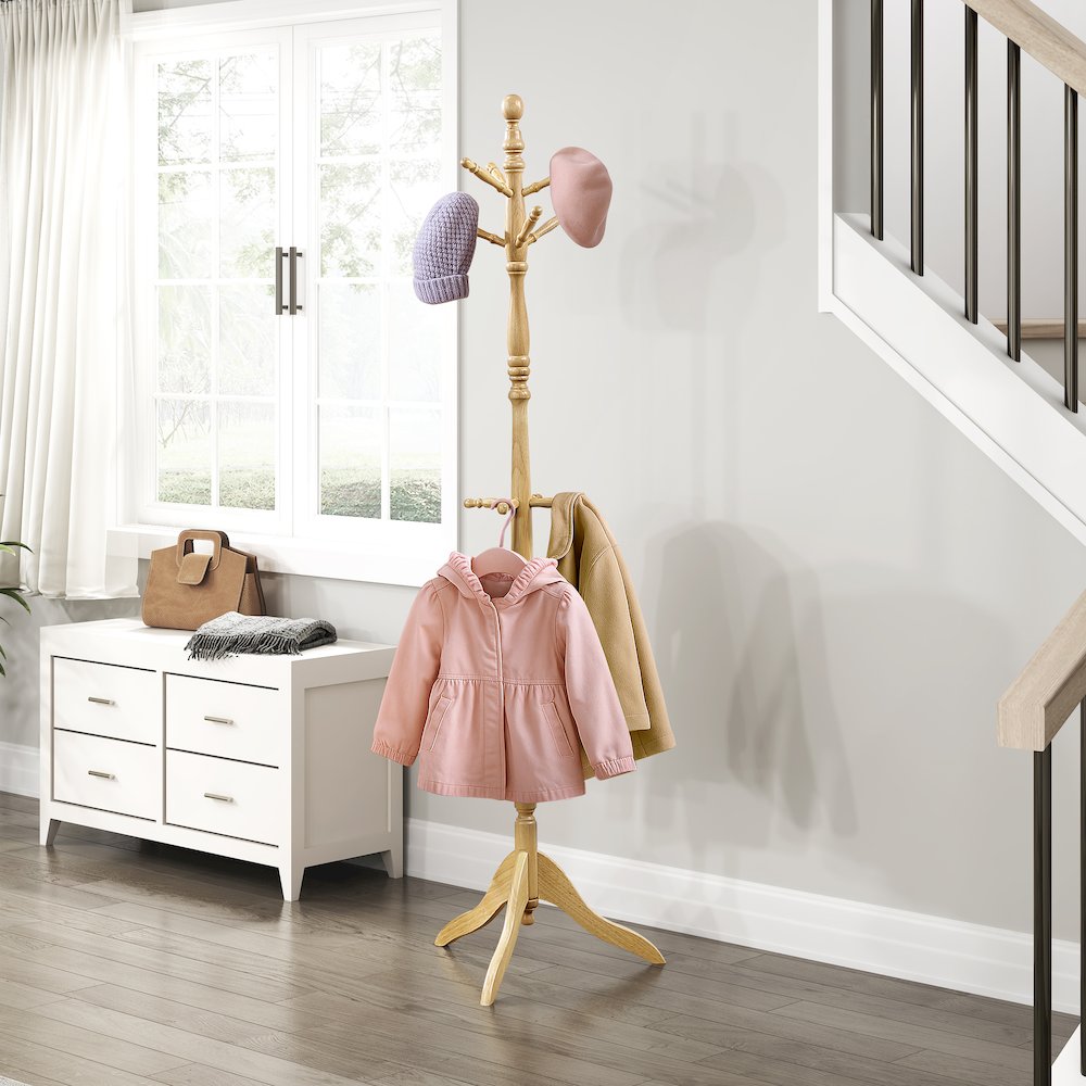 Manny Rubberwood Coat Rack in Natural. Picture 2