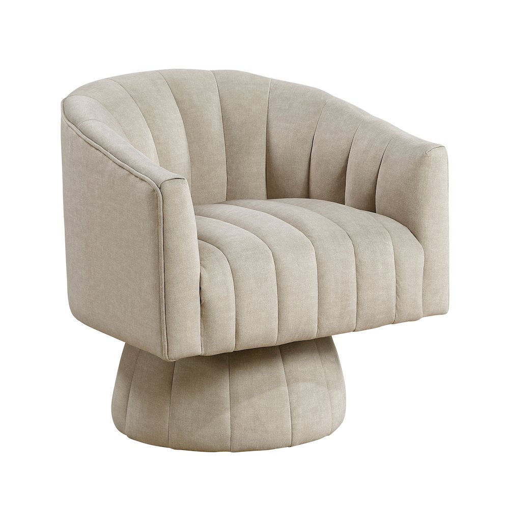 Lonita Velvet Swivel Chair in Taupe. Picture 1