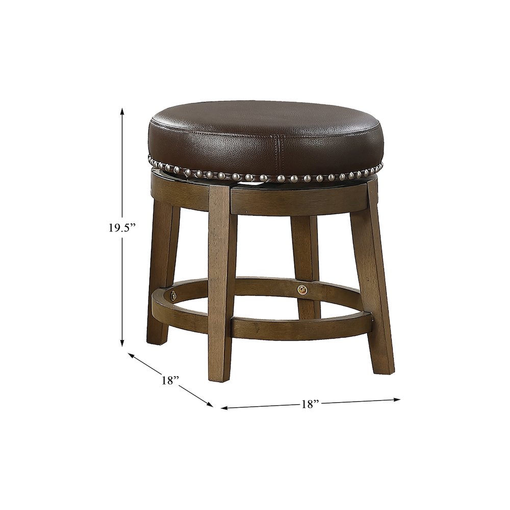 Westby Solid Wood 18" Round Swivel Stool, Set of 2 in Brown. Picture 4