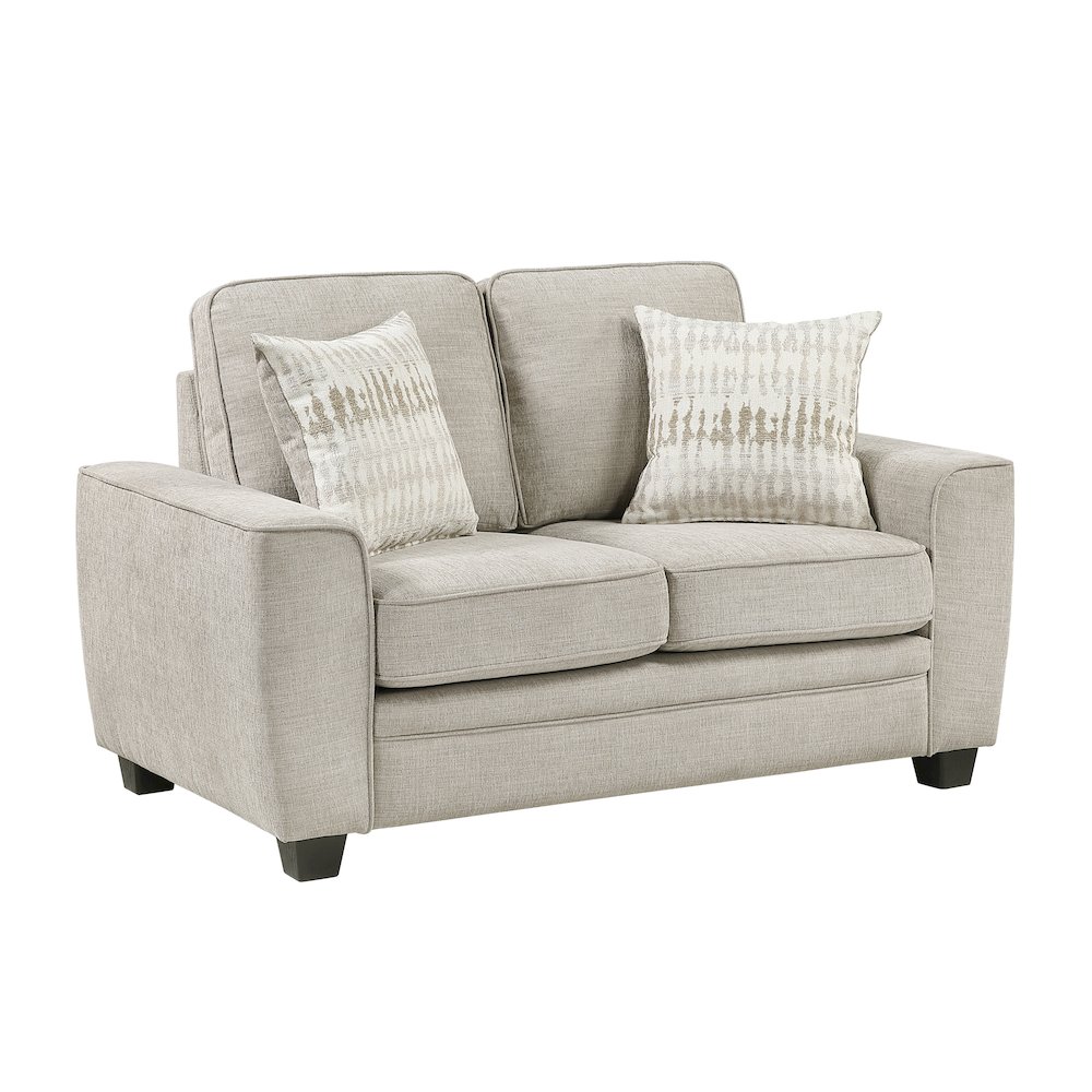 Zander Chenille Love Seat in Taupe. Picture 1