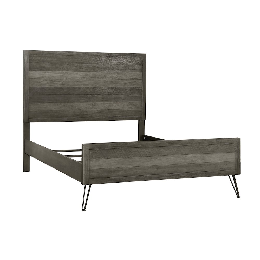 Urbanite Asian Hardwood Queen Bed in 3 Tone Gray. Picture 2