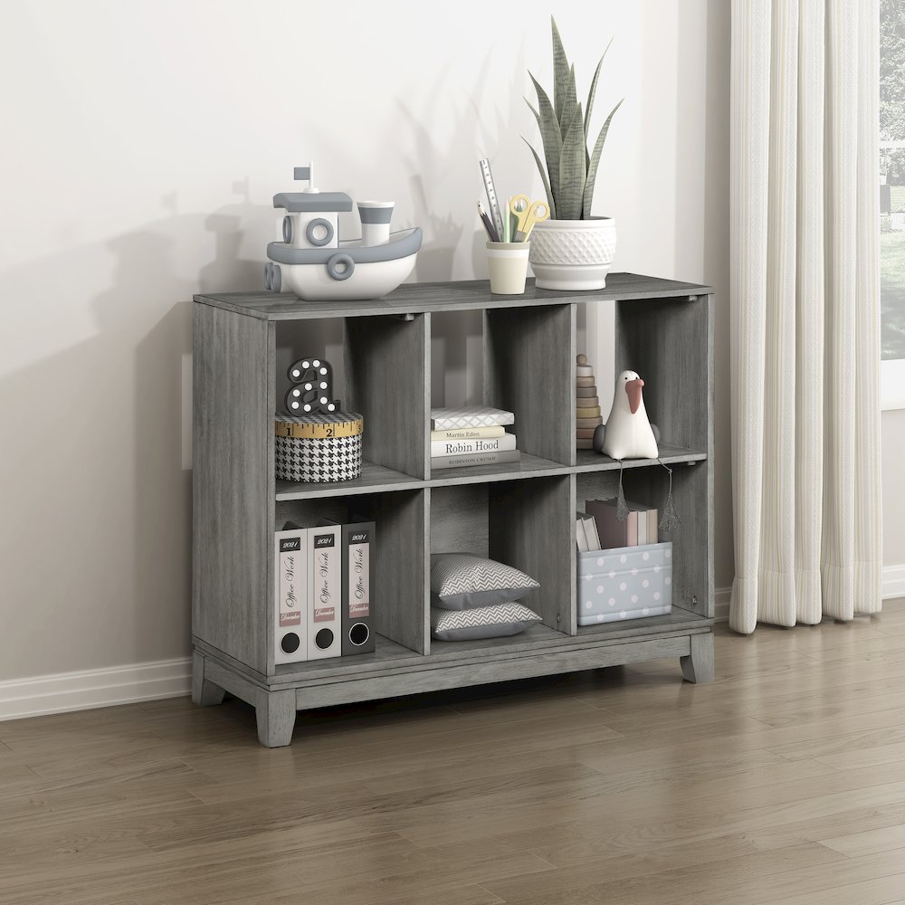 Garretson Acacia Bookcase in Gray. Picture 2