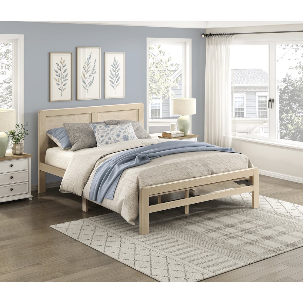 Carter Asian Hardwood Queen Platform Bed in Natural. Picture 5