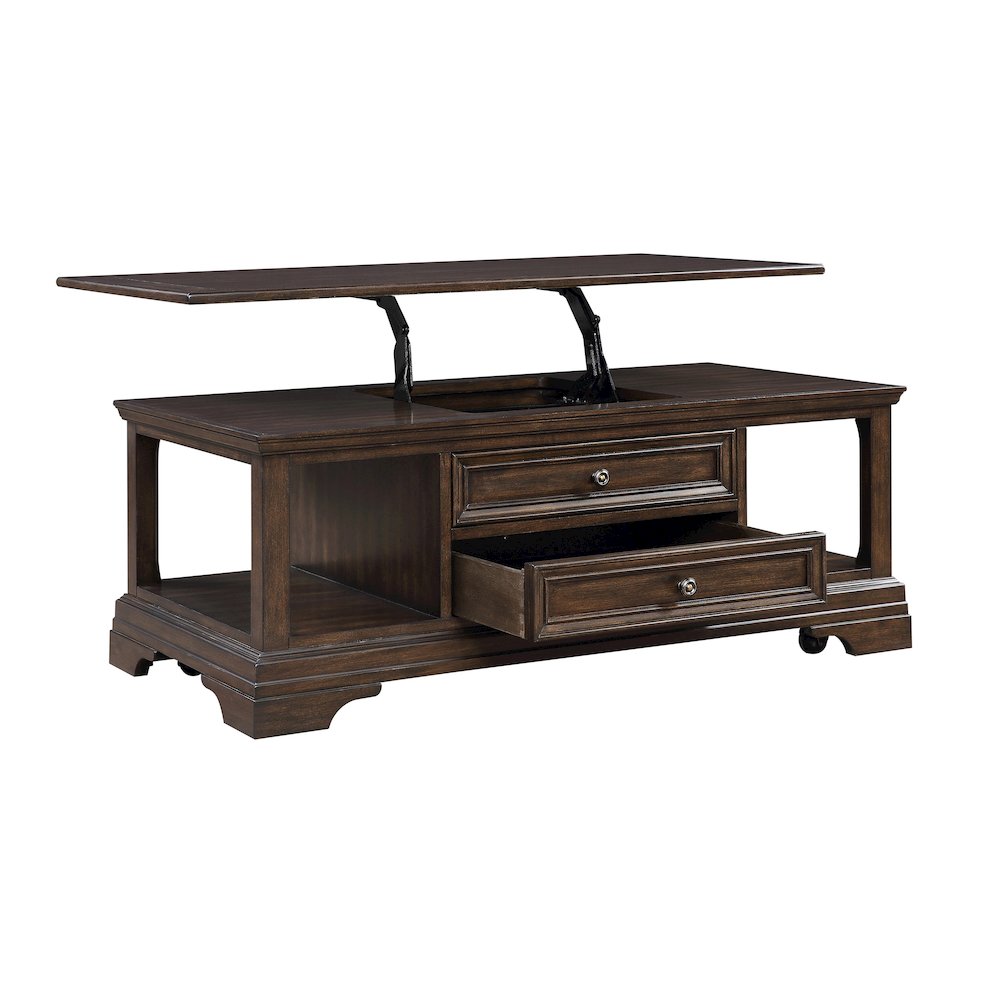 Tobias Poplar Lift Top Cocktail Table in Espresso. Picture 4
