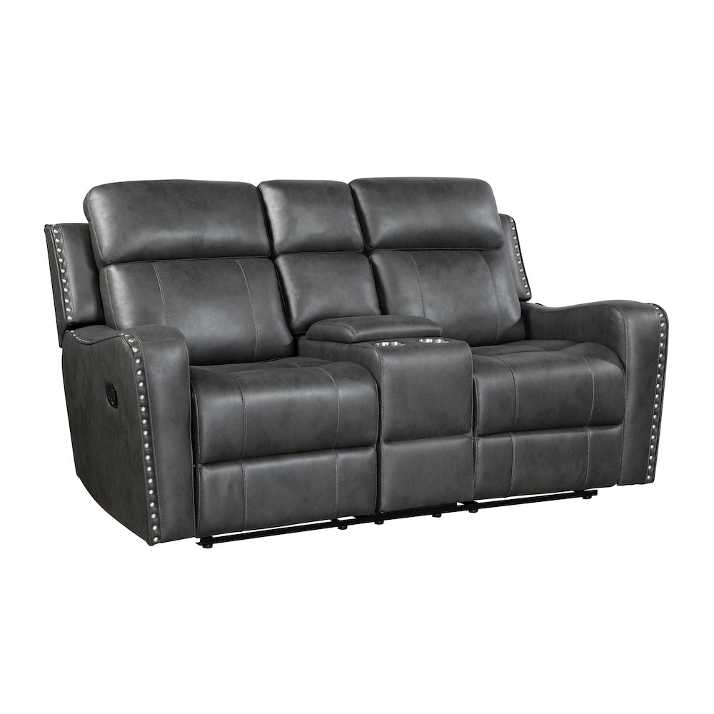 Kellen Microfiber 2pc Set: Sofa, Love in Smoky Gray. Picture 1